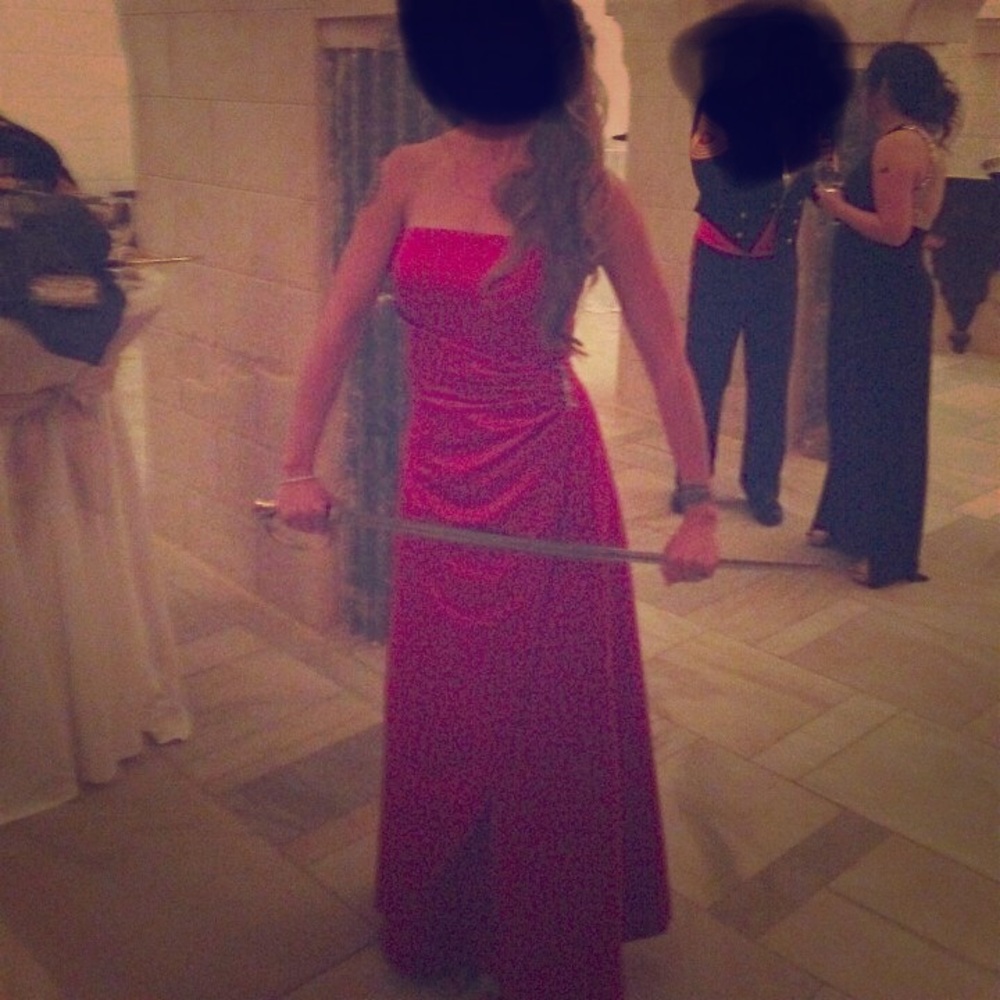 Beautiful strapless red gown